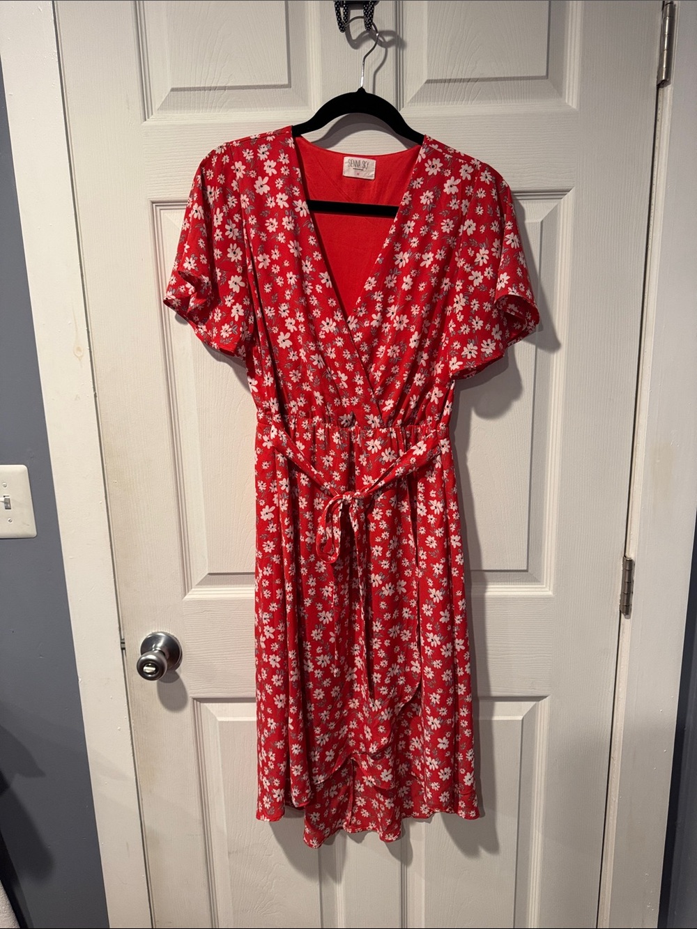Sienna Sky Red Floral Wrap Midi Dress